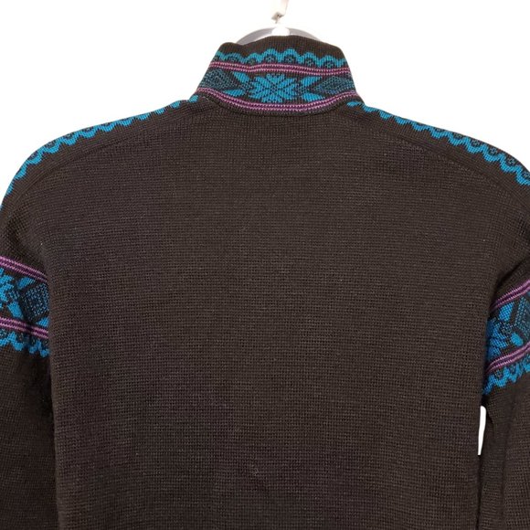 DEMETRE Pure Virgin Wool Black Aztec Trim Sweater Size M - Picture 6 of 8